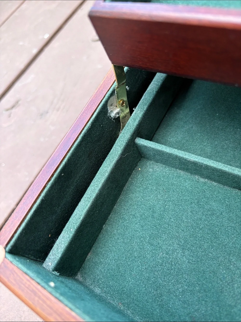 Vtg Wooden Jewelry Box 12x7.5x6 in-has some wear: solid wood. See photos/video